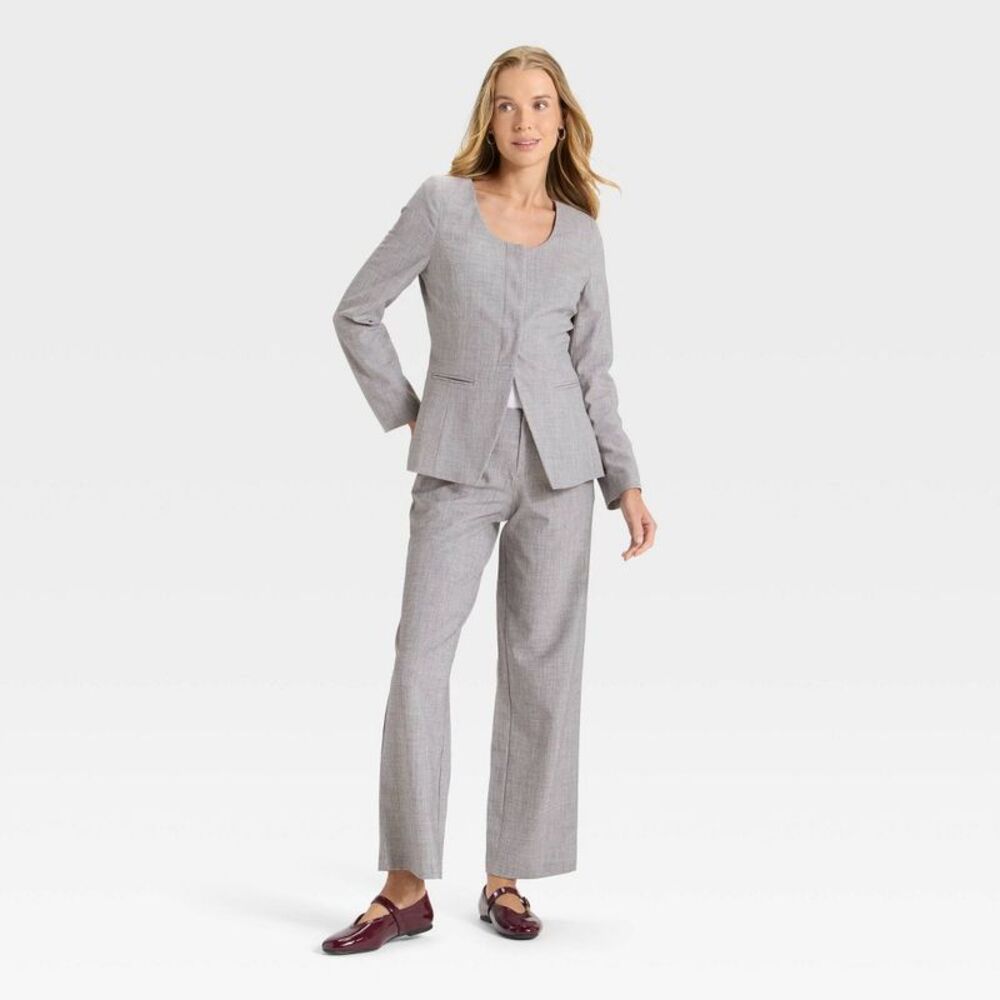 Women's Mid-Rise Bootcut Pants - A New Day Gray 14 - Picture 3 of 4